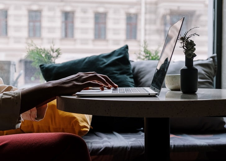 a woman trying use client login portal